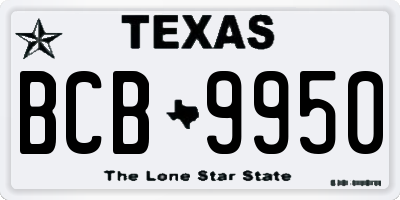 TX license plate BCB9950