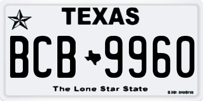 TX license plate BCB9960