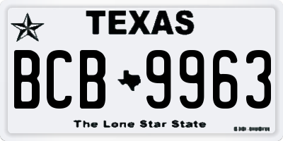 TX license plate BCB9963