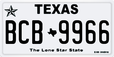 TX license plate BCB9966
