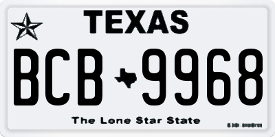 TX license plate BCB9968