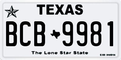 TX license plate BCB9981