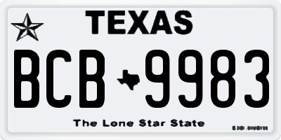 TX license plate BCB9983