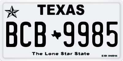 TX license plate BCB9985
