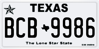TX license plate BCB9986