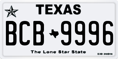 TX license plate BCB9996
