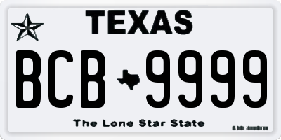 TX license plate BCB9999