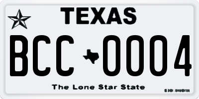 TX license plate BCC0004