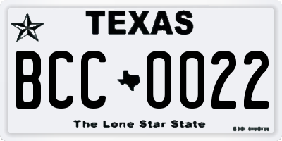 TX license plate BCC0022