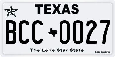 TX license plate BCC0027
