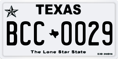 TX license plate BCC0029
