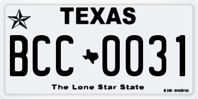 TX license plate BCC0031