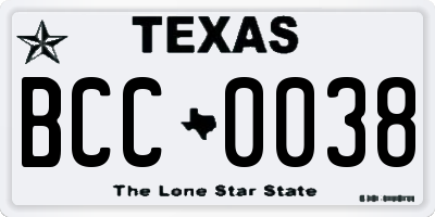 TX license plate BCC0038