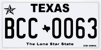 TX license plate BCC0063