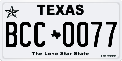 TX license plate BCC0077