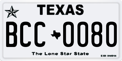 TX license plate BCC0080