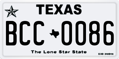 TX license plate BCC0086