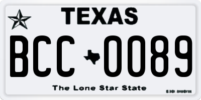 TX license plate BCC0089