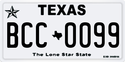 TX license plate BCC0099