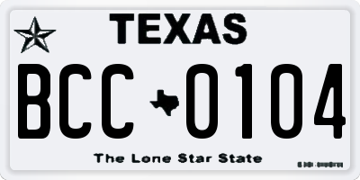 TX license plate BCC0104