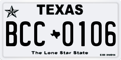 TX license plate BCC0106