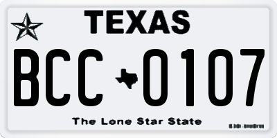 TX license plate BCC0107
