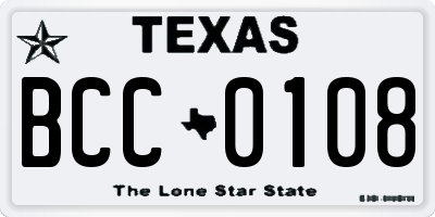 TX license plate BCC0108
