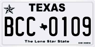 TX license plate BCC0109