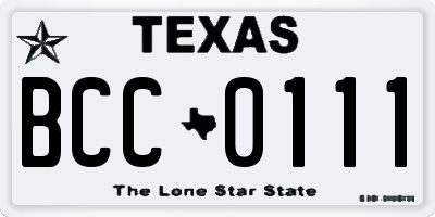 TX license plate BCC0111