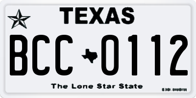 TX license plate BCC0112