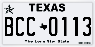 TX license plate BCC0113