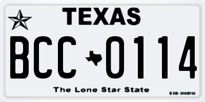 TX license plate BCC0114