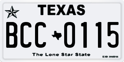 TX license plate BCC0115