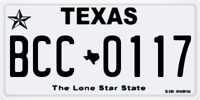 TX license plate BCC0117