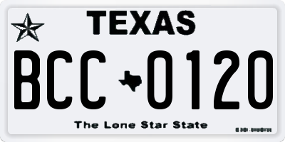 TX license plate BCC0120