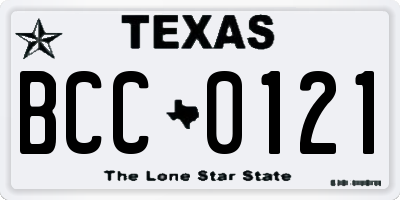 TX license plate BCC0121
