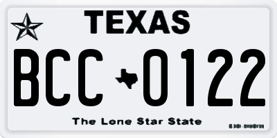TX license plate BCC0122