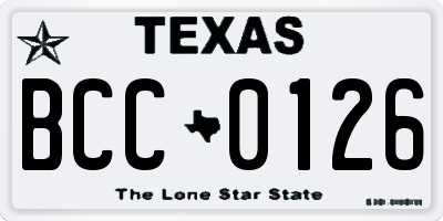 TX license plate BCC0126
