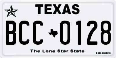 TX license plate BCC0128