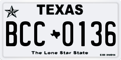 TX license plate BCC0136
