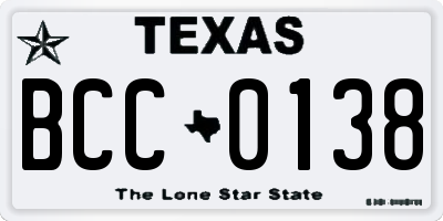 TX license plate BCC0138