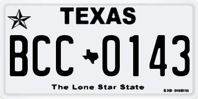 TX license plate BCC0143