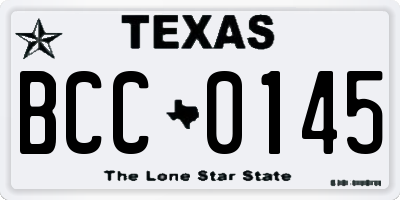 TX license plate BCC0145