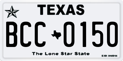 TX license plate BCC0150