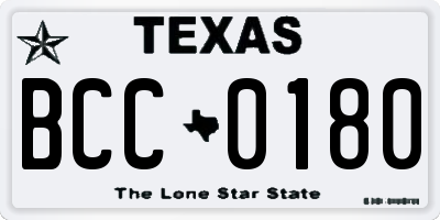 TX license plate BCC0180