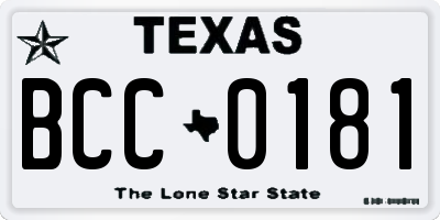 TX license plate BCC0181