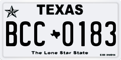 TX license plate BCC0183
