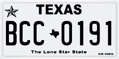 TX license plate BCC0191