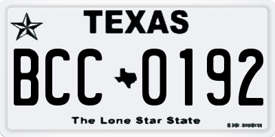 TX license plate BCC0192