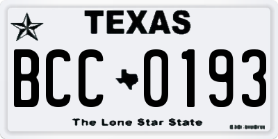 TX license plate BCC0193